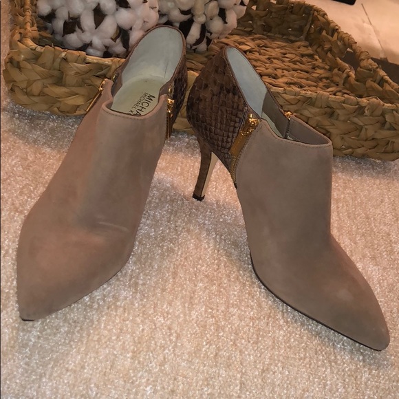 Michael Kors Shoes - Michael Kors Taupe Snake Print Suede Booties NWOT